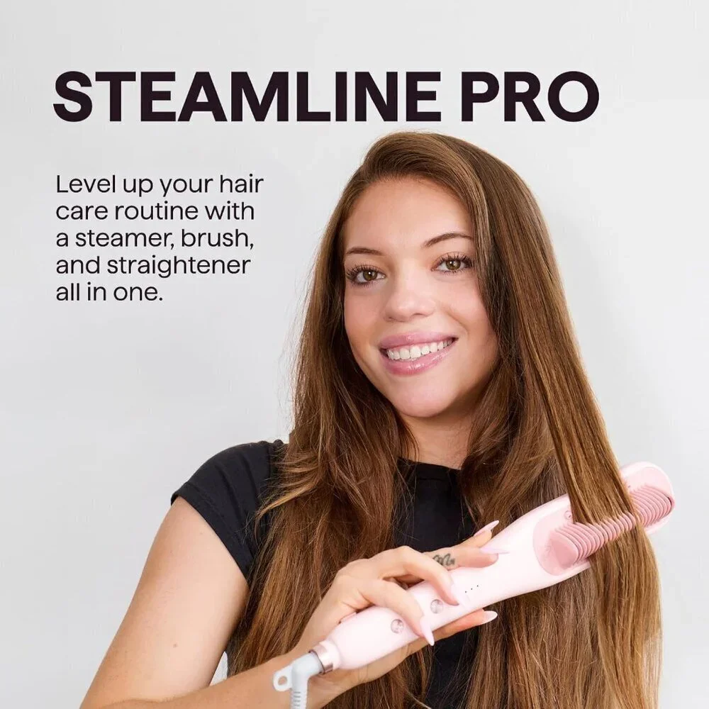 Steam Hair Straightener Brush Ceramic 3-in-1 Comb & Steam for Nourished Hair